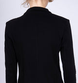 Taillierter Jersey Blazer in schwarz mit goldenem Emblem