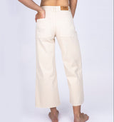 Leichte cropped Culotte mit Fransensaum und hohem Bund in Beige