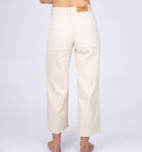 Leichte cropped Culotte mit Fransensaum und hohem Bund in Beige