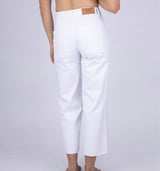 Julia High Waist Denim Culotte mit Fransensaum in Weiß