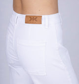 Julia High Waist Denim Culotte mit Fransensaum in Weiß