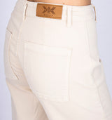 Leichte cropped Culotte mit Fransensaum und hohem Bund in Beige