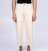 Leichte cropped Culotte mit Fransensaum und hohem Bund in Beige