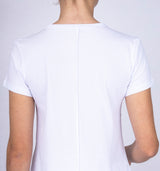 Kurzarm Shirt aus reiner Baumwolle in Weiß mit V-Ausschnitt und maritimen Motiven