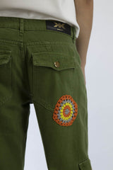 Boheme Cargo Hose grün long "Create Your Own" Handmade Einzelstück | Customize Your Style | Grün | Fair & Nachhaltig