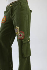 Boheme Cargo Hose grün long "Create Your Own" Handmade Einzelstück | Customize Your Style | Grün | Fair & Nachhaltig