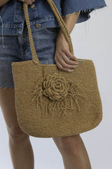 Boheme Basttasche "Flower" – Handmade Einzelstück | Häkeldetail | Sommer Tasche | Nachhaltig & Fair