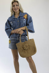 Boheme Basttasche "Flower" – Handmade Einzelstück | Häkeldetail | Sommer Tasche | Nachhaltig & Fair