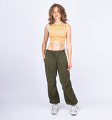 Angesagte Parachute Hose mit weitem Bein und Tunnelzug in Khaki