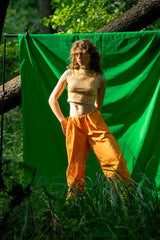 Leichte Parachute Pants mit weiter Beinform und Tunnelzug in Orange