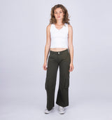Low Waist Cargohose aus Denim in Khaki mit weitem Bein