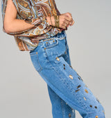 Victoria The Royal Denim Collection Princess Herta Margarete Habsburg Loose Fit Jeans mit Glassteinen Hand benäht