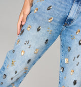 Antonia – Luxuriöse Loose Fit Jeans mit Hand gesetzten und von Hand aufgenähten 93 Glassteinen
