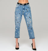 Margarete Jeans Loos Fit Jeans im royalenLook mit echten Swarovski Elements