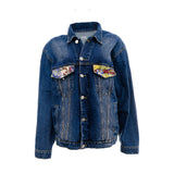 Limitierte Jeansjacke im lässigen oversize Style mit hochwertiger floraler Jacquardmusterung