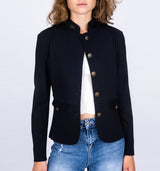 Uniform Look Sweat Blazer 1076 in Navy mit Fake Leather Details