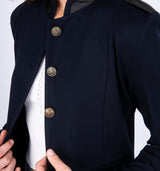 Uniform Look Sweat Blazer 1076 in Navy mit Fake Leather Details