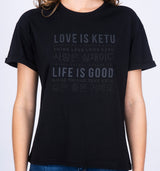 Cooles schwarzes Baumwoll T-Shirt im Boxy Fit mit tonaler Schrift