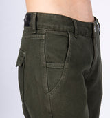 Low Waist Cargohose aus Denim in Khaki mit weitem Bein