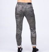 Lässige Hose aus baumwoll Satin in Silber Grau mit dezentem Muster