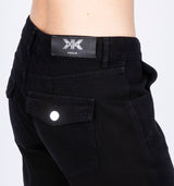 Pink Schwarze Low Waist Wide Leg Cargo Hose in derben Denim