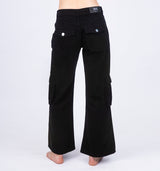 Pink Schwarze Low Waist Wide Leg Cargo Hose in derben Denim