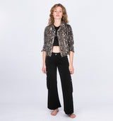 Pink Schwarze Low Waist Wide Leg Cargo Hose in derben Denim