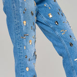 Victoria The Royal Denim Collection Princess Herta Margarete Habsburg Loose Fit Jeans mit Glassteinen Hand benäht
