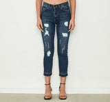 Lässige destroyed Jeans mit Knöchellänge und ausgefranstem Saum im MOM-Fit Wir empfehlen die gewohnte Größe 98% Baumwolle, 2% Elasthan Handwäsche bei 30°C