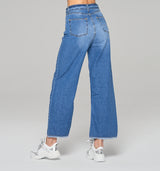 EMMA High Rise Wide-Leg Jeans in Mid Blue mit Bindegürtel in limitierter Auflage