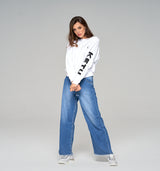 Lässiges Sweatshirt in Weiß mit 3D Schriftzug am Arm