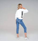 Cooles Rundhals Sweathirt in Weiß mit 3D-Schriftzug am Rücken