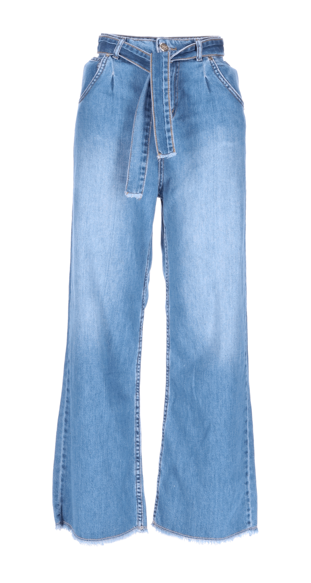 EMMA High Rise Wide-Leg Jeans in hellblau mit Bindegürtel in limitierter Auflage