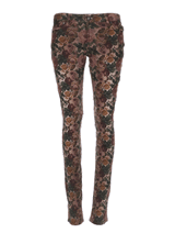 Slim Fit Hose mit Rosenprint in warmen Erdtönen Helena 52