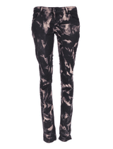 Slim Fit Satin Hose in Schwarz mit abstraktem Muster in Beige