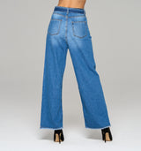 EMMA High Rise Wide-Leg Jeans in Mid Blue mit Bindegürtel in limitierter Auflage