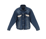 Lässige oversize Jeansjacke besonderer Jacquardmusterung in barocker 3D Optik