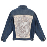 Lässige oversize Jeansjacke besonderer Jacquardmusterung in barocker 3D Optik