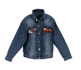 Oversize Jeansjacke mit farbenfroher floraler Jacquardmusterung