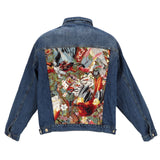 Oversize Jeansjacke mit farbenfroher floraler Jacquardmusterung