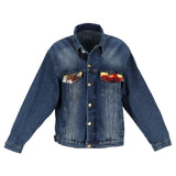 Oversize Jeansjacke mit farbenfroher floraler Jacquardmusterung