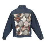 Oversize Jeansjacke mit orientalischer Jacquardmusterung auf dem Rücken