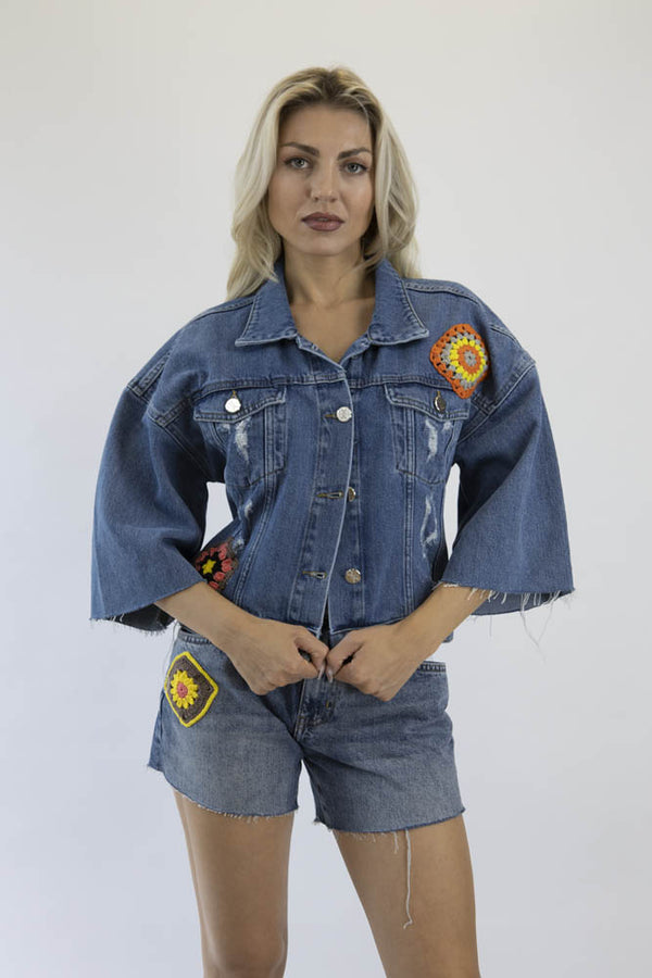 Boheme Jeansjacke 1 "Create Your Style" – Handmade Einzelstück | Häkelpatch | Customize Your Look | Fair & Nachhaltig