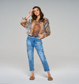 Victoria The  Royal  Denim  Loose Fit Jeans mit Glassteinen Hand benäht