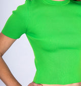 Schlichtes Ripp Shirt mit Rundhals in kräftigem Grün