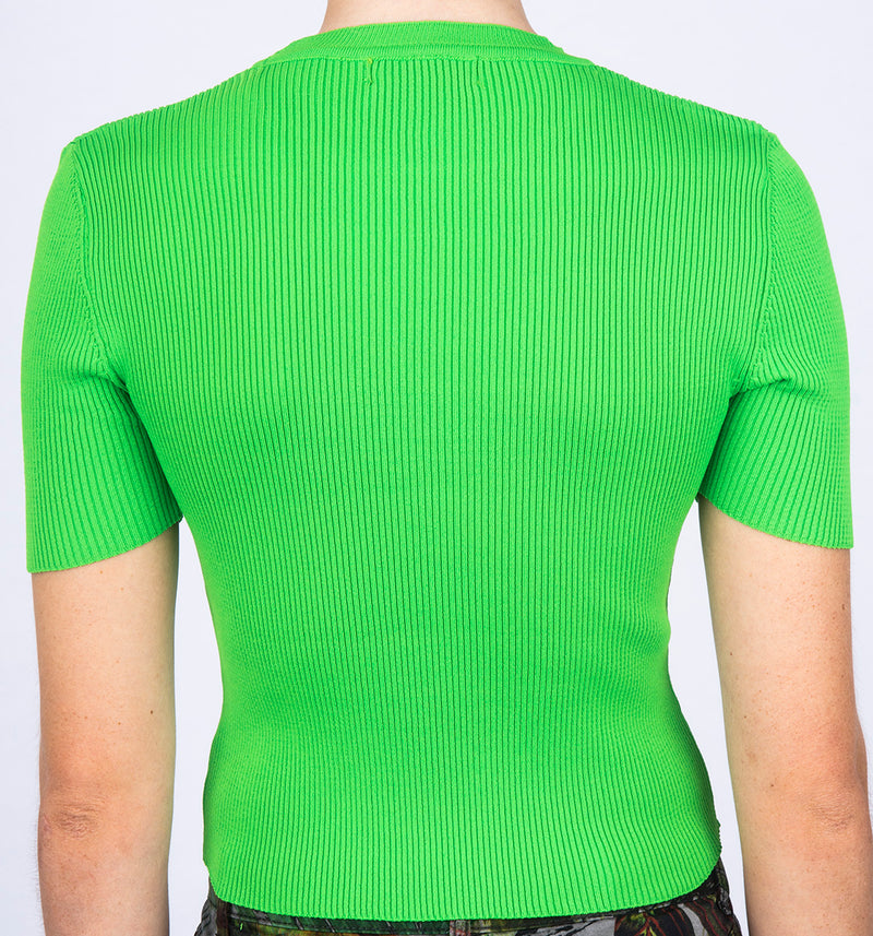 Schlichtes Ripp Shirt mit Rundhals in kräftigem Grün