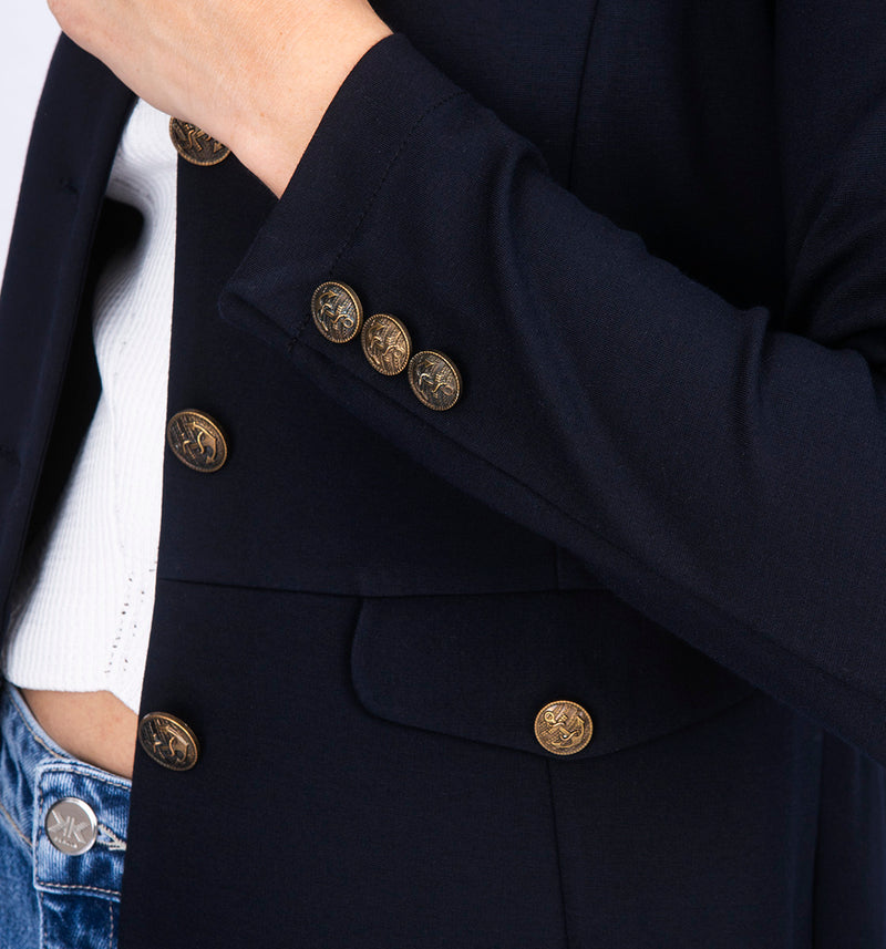 Uniform Look Sweat Blazer in Navy mit Fake Leather Details