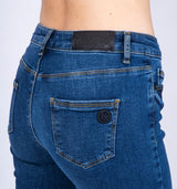 Skinny Fit Mid Waist Jeans in mittlerem Denim Blau