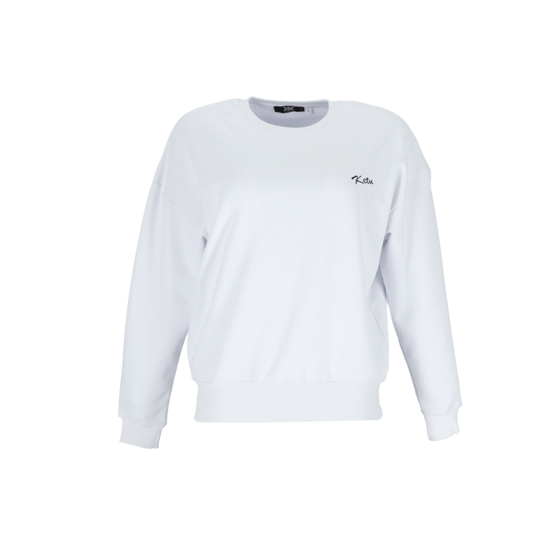Sweatshirt in Weiß mit großem Logo in 3D-Optik am Rücken