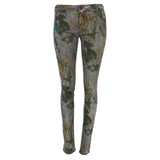 Slim fit mid waist trousers with a floral design